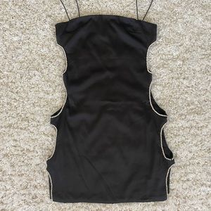 White Fox Black Dress with Sparkly Cutouts- S